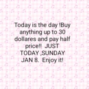 BUY AND GET HALF PRICE.